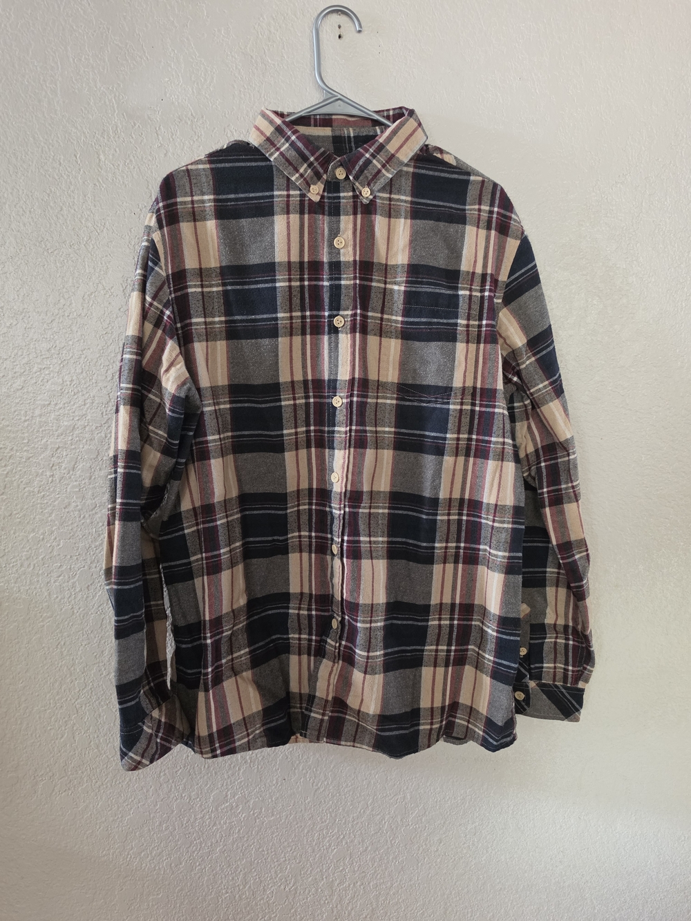 Bburnside Plaid Button-Down Shirt in Cream, and Burgundy